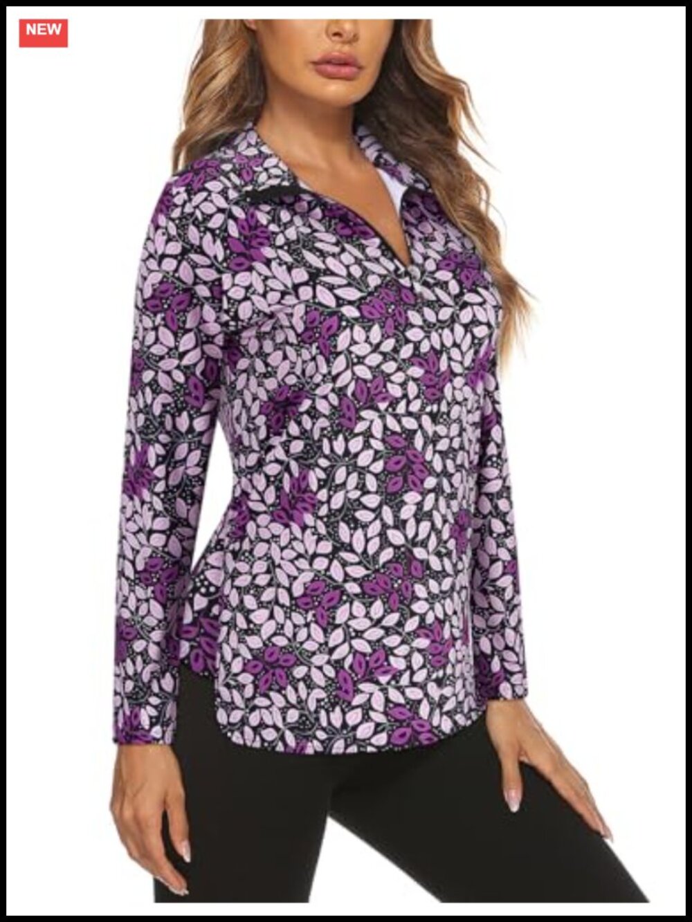 Women's Long Sleeve Half Zip Golf Polo UPF50+ Athletic Quick Dry Top